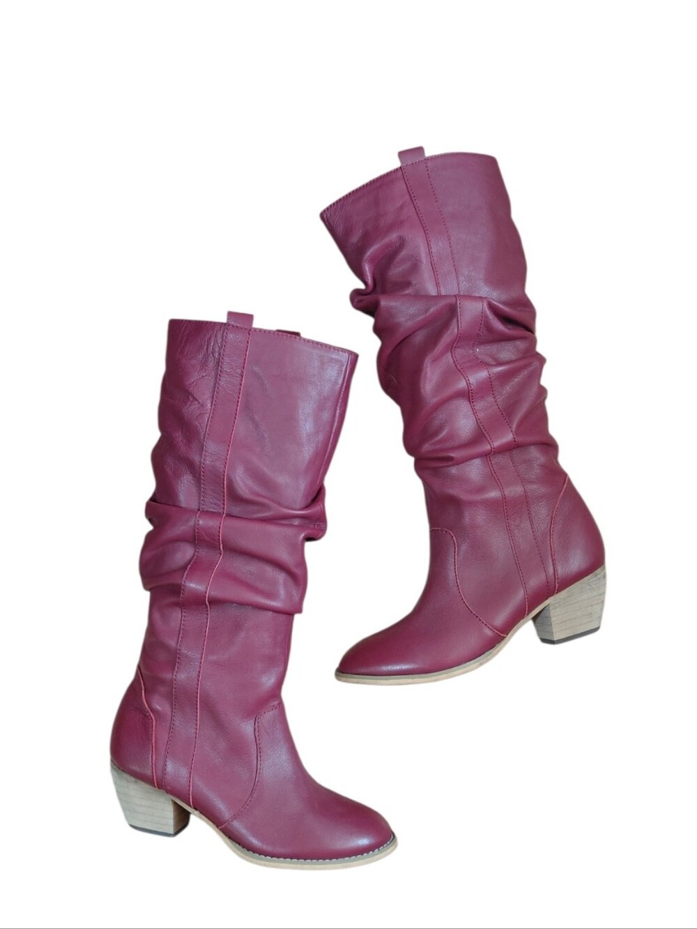 Colin Stuart Tall Red Western Boots Size 6 Slouchy Knee High Boots